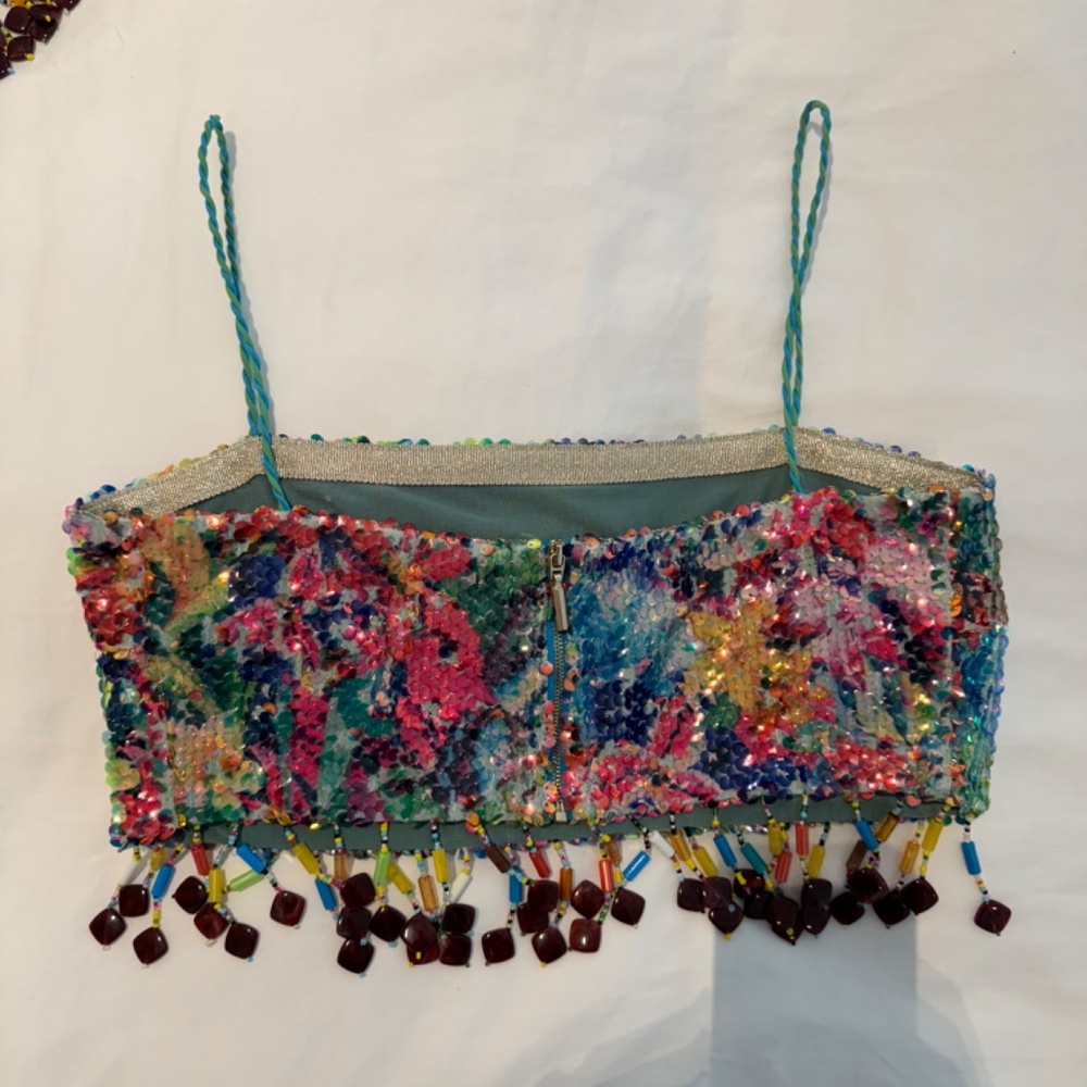 Alexis Storm Beaded Fringe Skirt in Botanical Sequin - Top & Bottom: Size XS - Picture 10 of 14